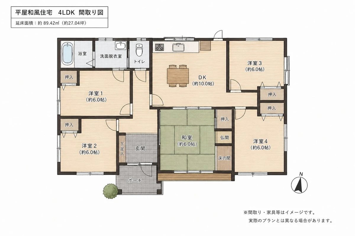 平屋和风住宅4LDK户型图