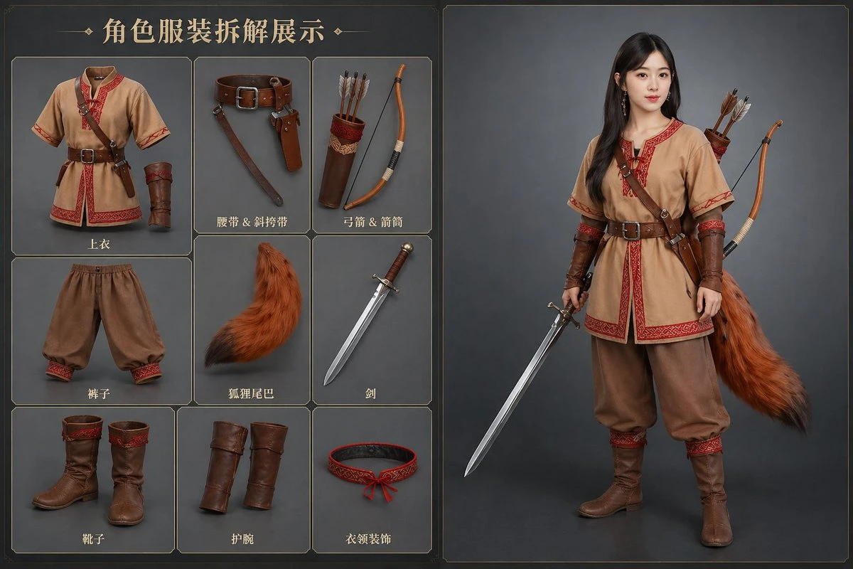 角色服装拆解展示