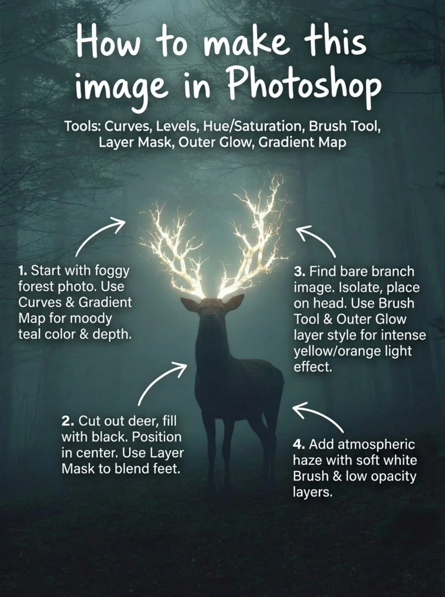 Photoshop魔法森林鹿制作教程