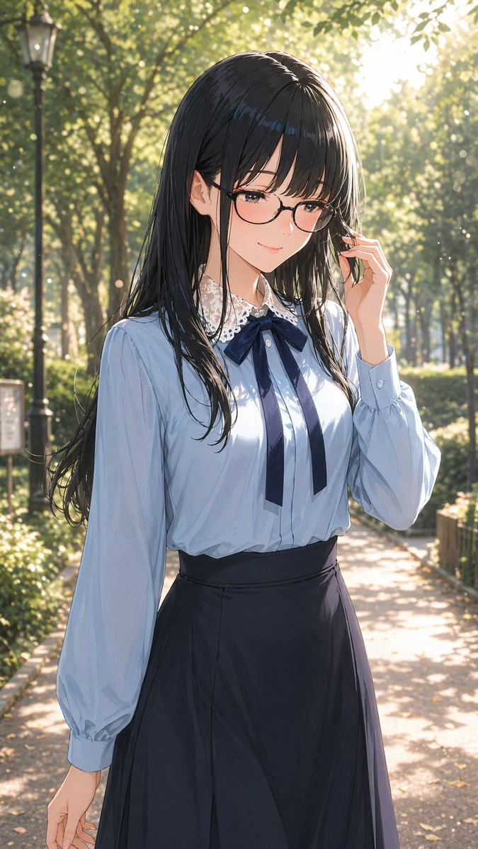 温柔戴眼镜女性的写真风格肖像