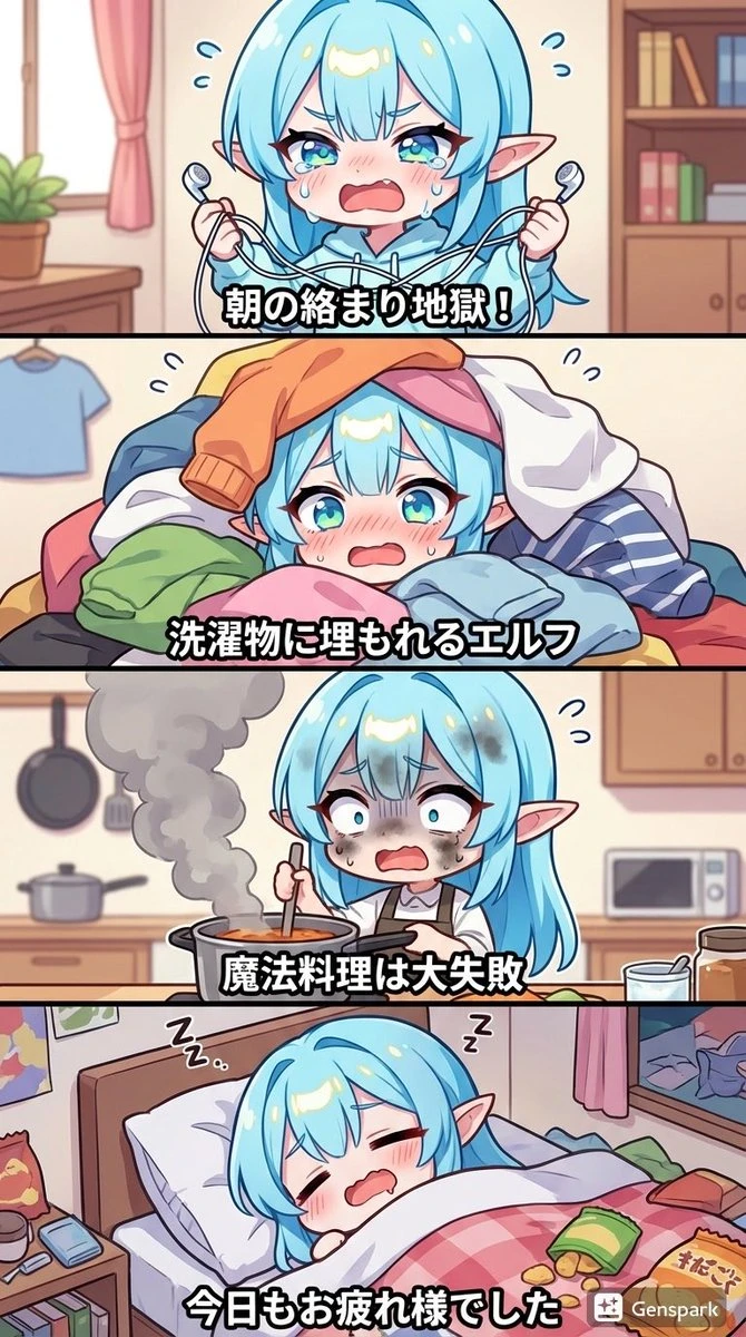 关于一个笨拙的精灵的四格漫画