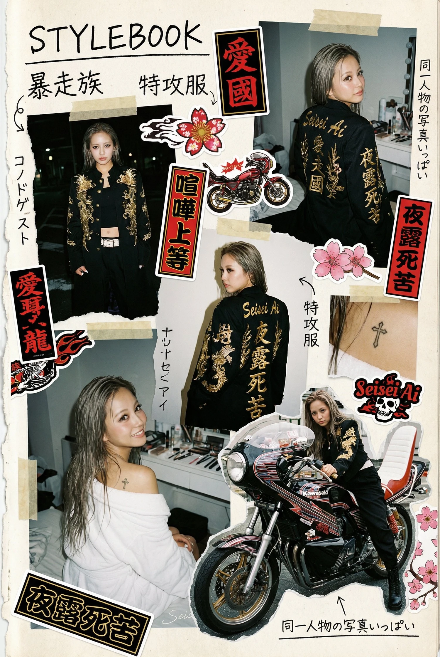 暴走族特攻服风格拼贴画