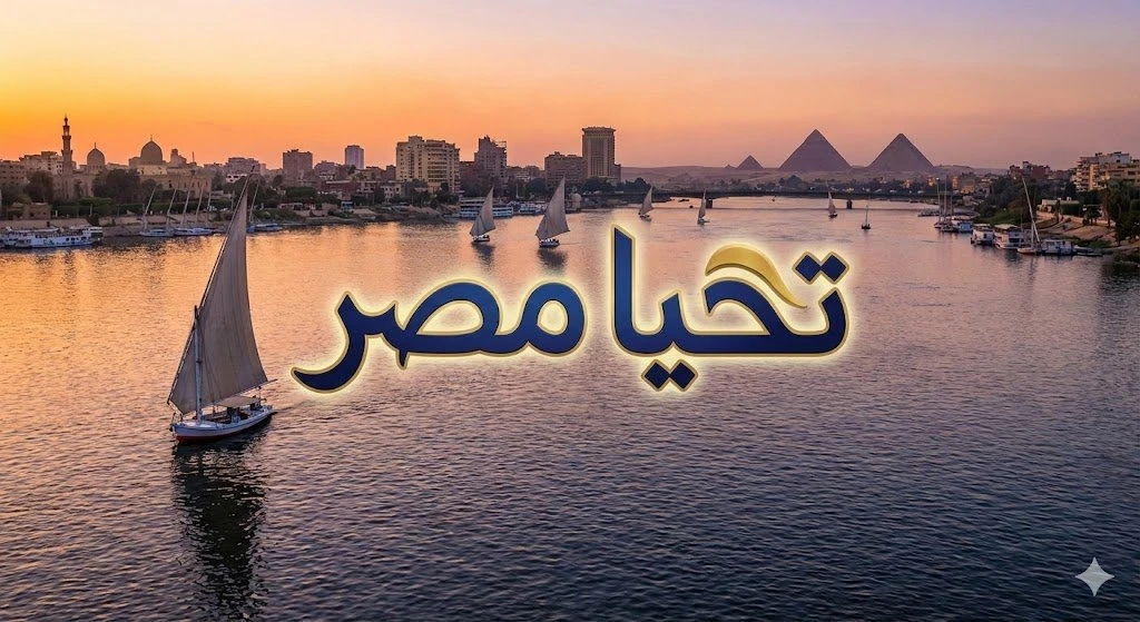 尼罗河上书“تحيا مصر”