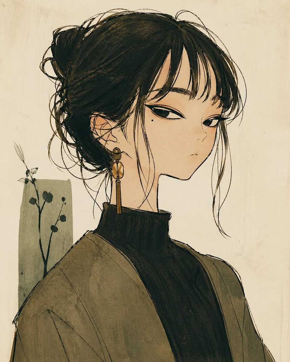 复古质感女性插画