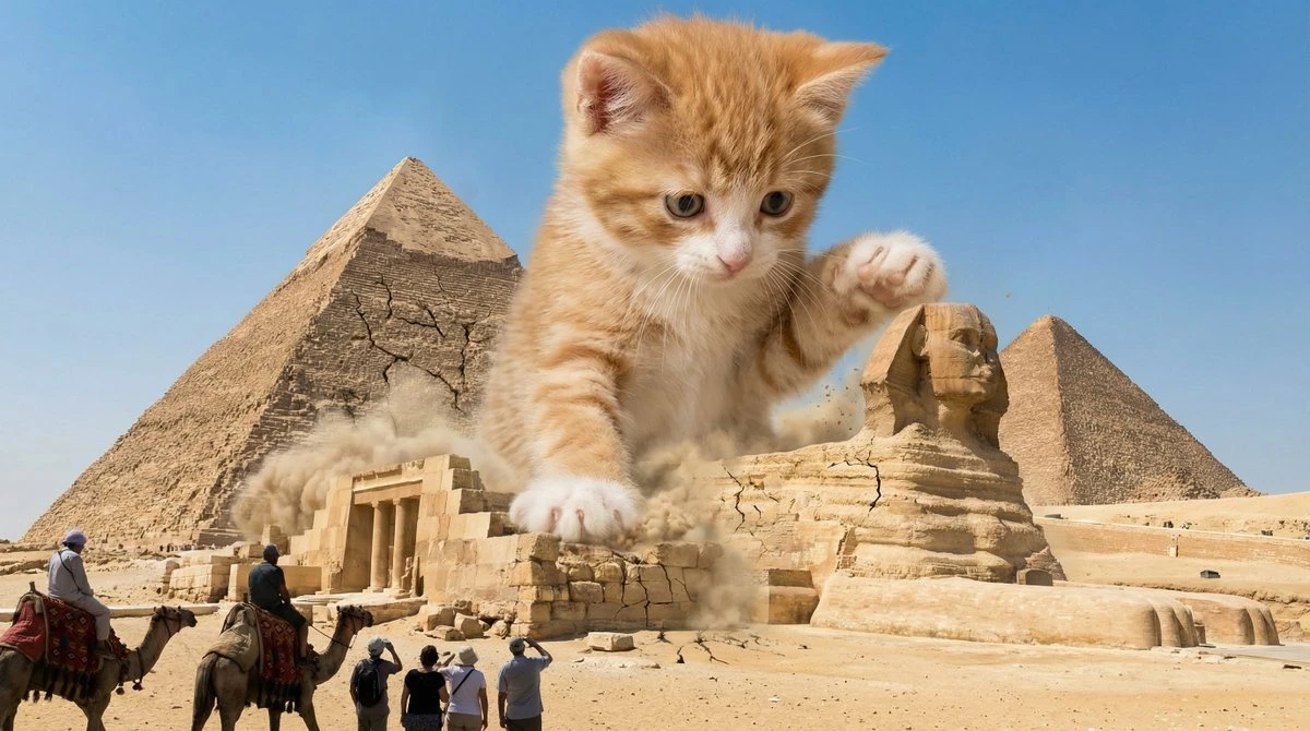 巨型萌猫破坏全球地标建筑