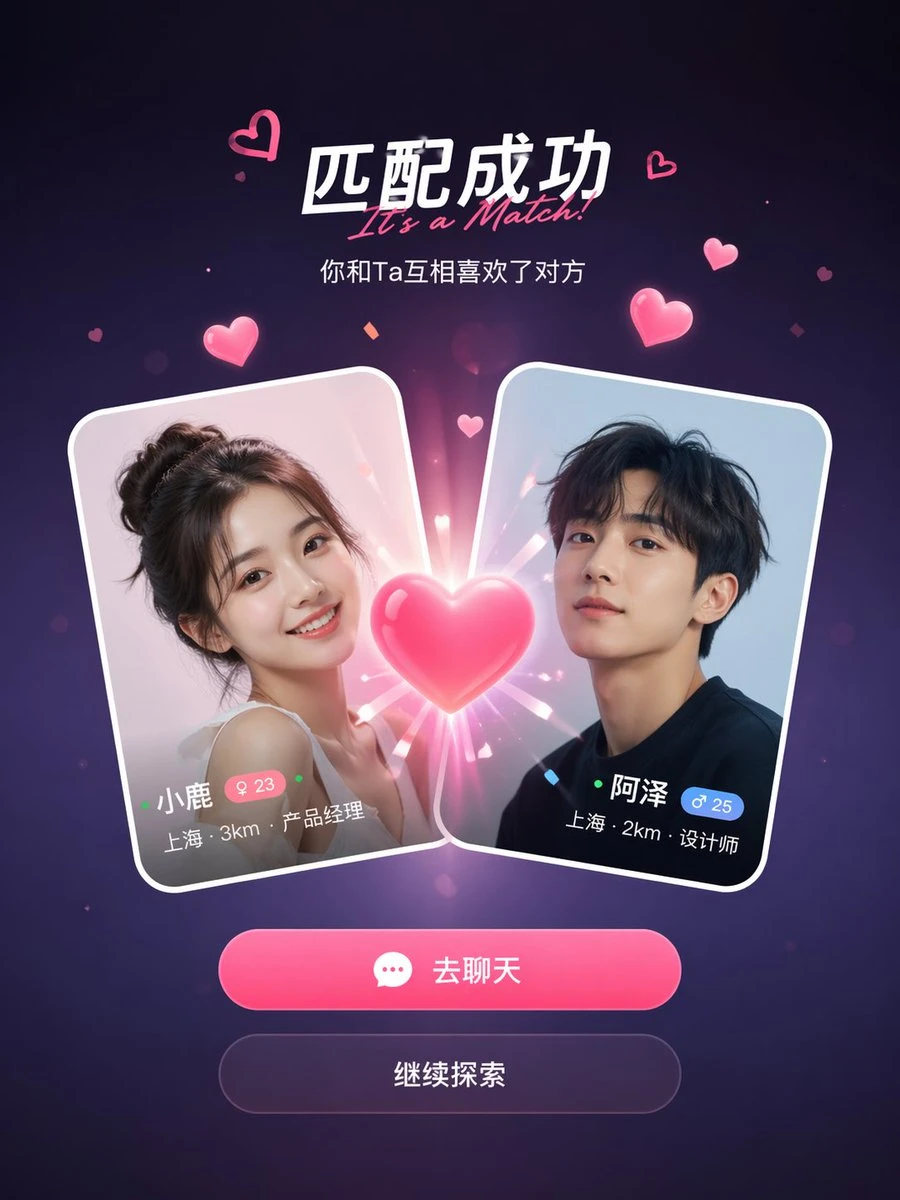 社交App匹配成功界面