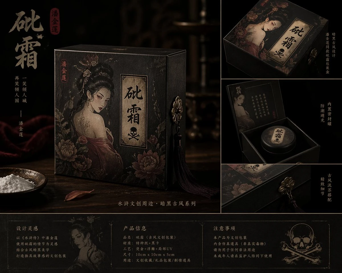 水浒潘金莲砒霜文创包装盒设计