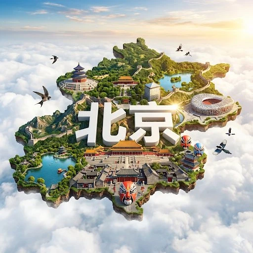北京城市浮岛创意海报