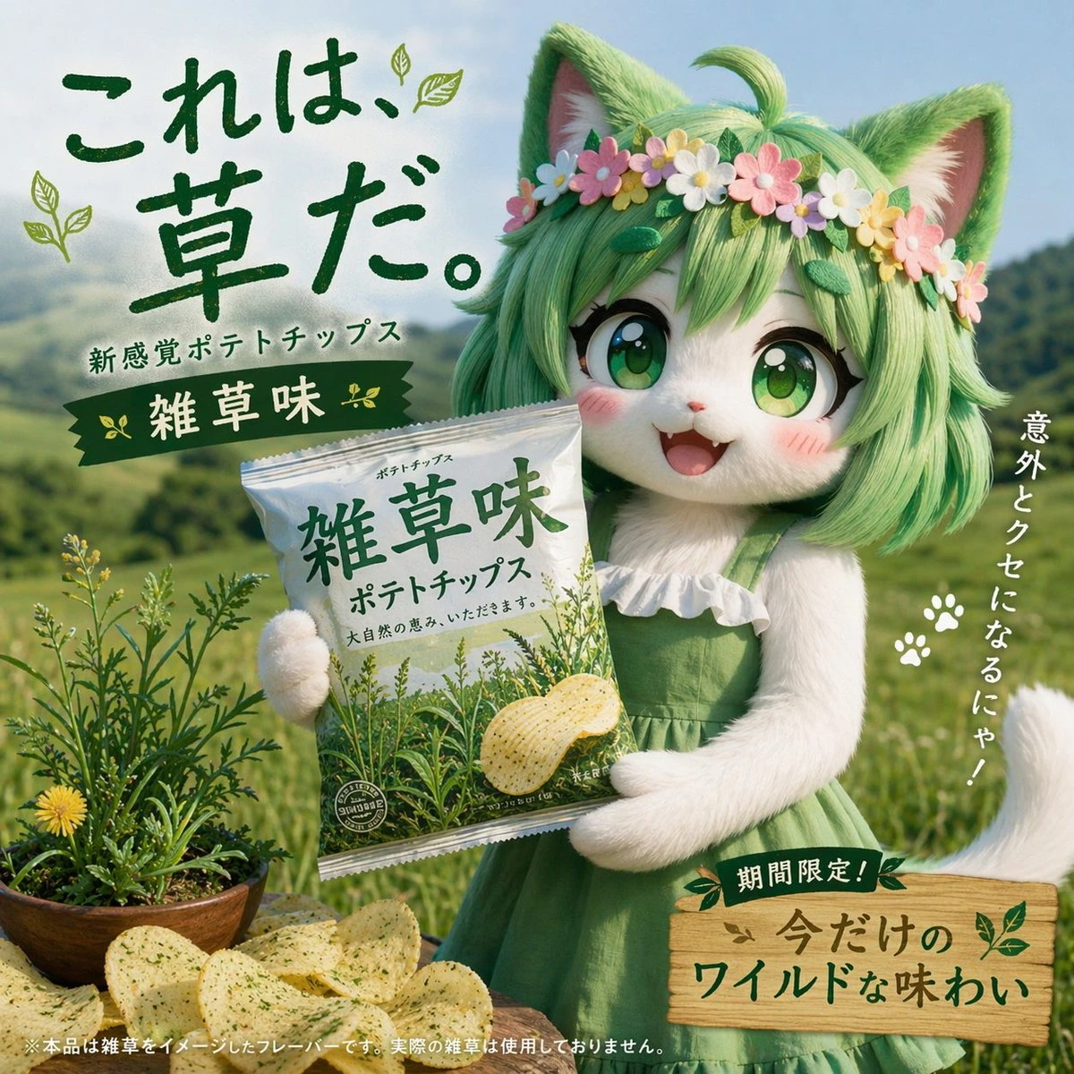 日本薯片广告:杂草味