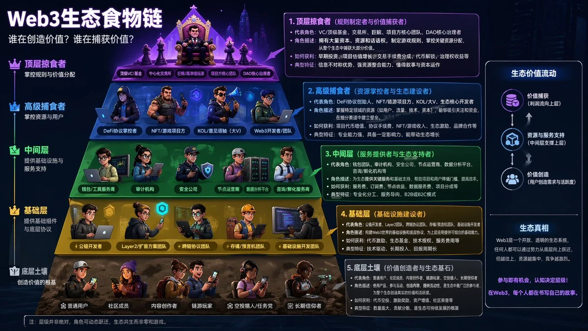 Web3生态食物链人物层级