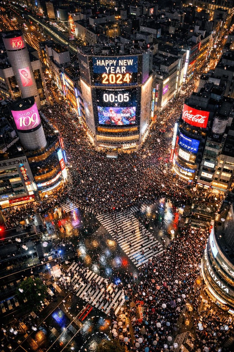 涩谷跨年倒计时盛况