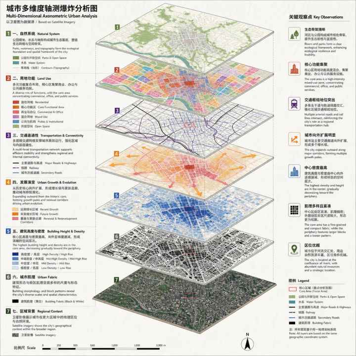 城市多维度爆炸分析图