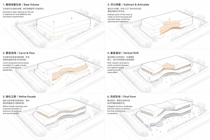 小清新风格建筑体块生成分析图